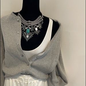 Banana Republic grey sweater bomber jacket